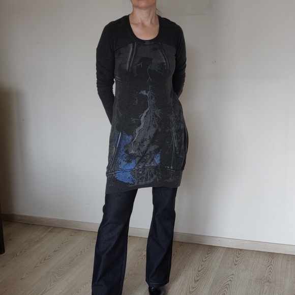 LaurenVidal (French Brand) ✳️✳️✳️ Grey Woolen Mini Dress / Long Sweater - Picture 3 of 7